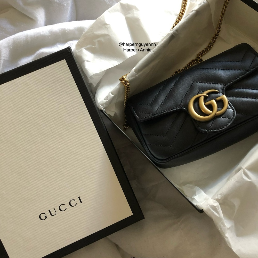 Authentic Gucci- GG Marmont Matelasse Leather Super Mini Bag